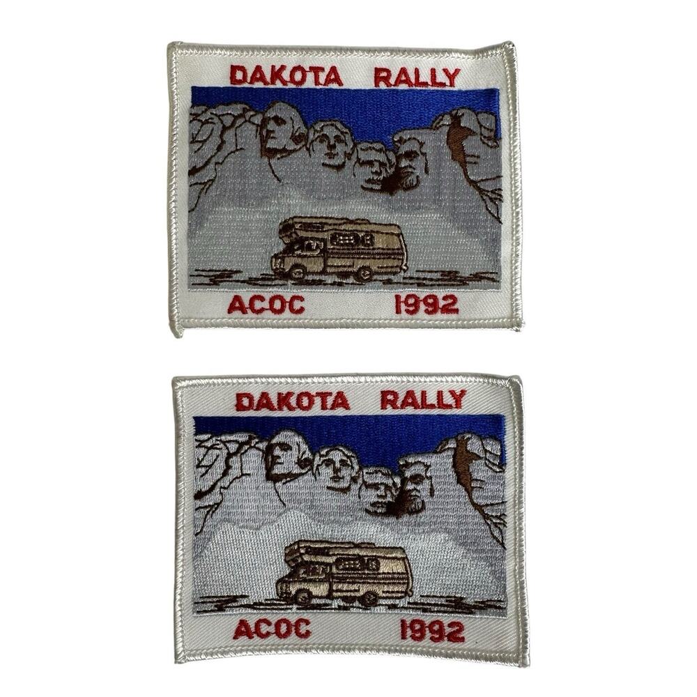 Patch RV Dakota Rally Mt Rushmore 1992 Lot of 2 Vintage ACOC Travel Camper
